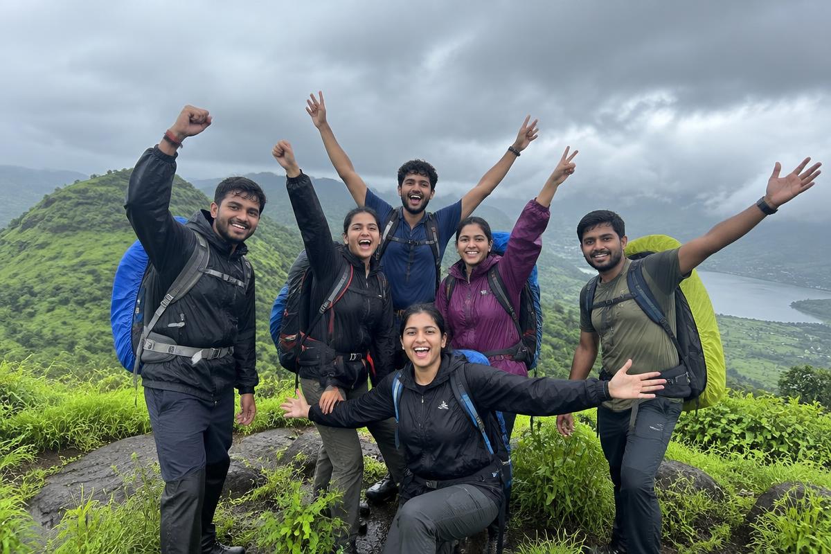 The whole team at the top